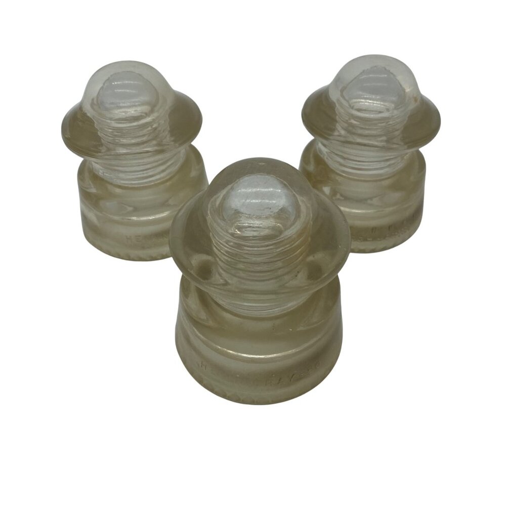 Hemingray Vintage Glass Insulators Set Of 3 Clear Collectible Farmhouse Decor